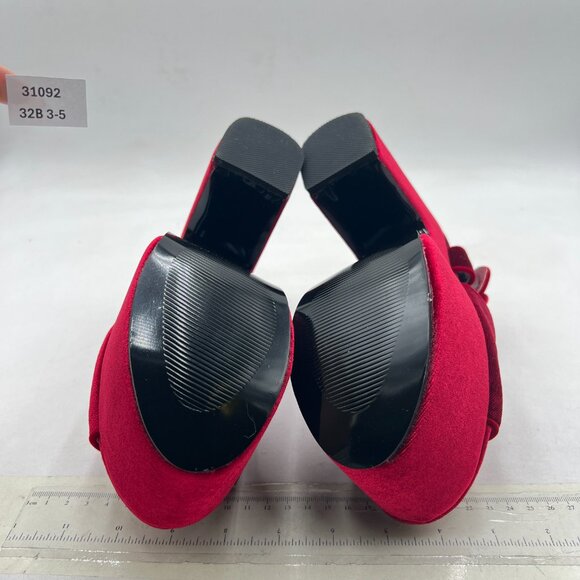 Pazzion Wine Chunky High Heel Platform Sandals Open Toe Ankle Strap Buckle Shoes - Picture 7 of 8